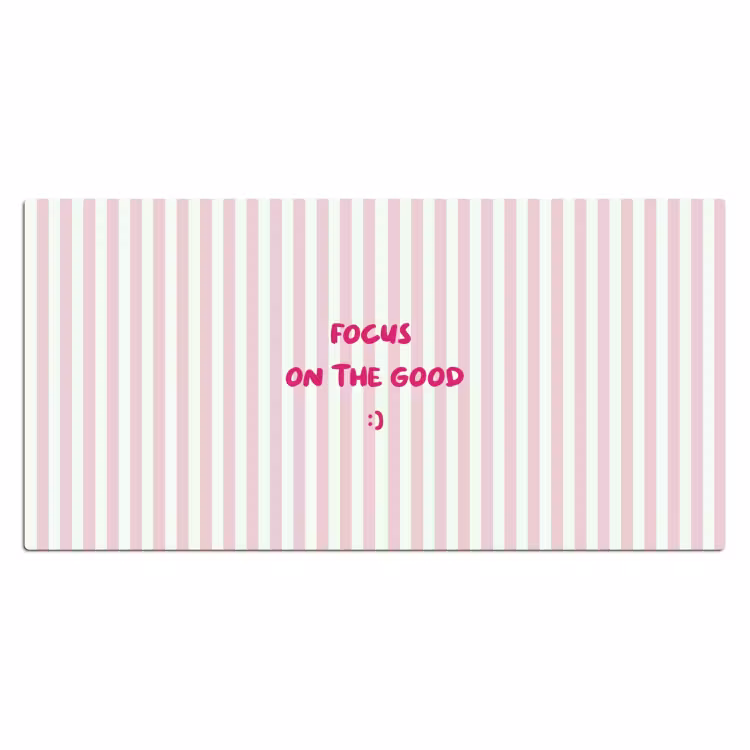 Bureau onderlegger - Focus on the good - Strepen - Roze - Smiley — 2