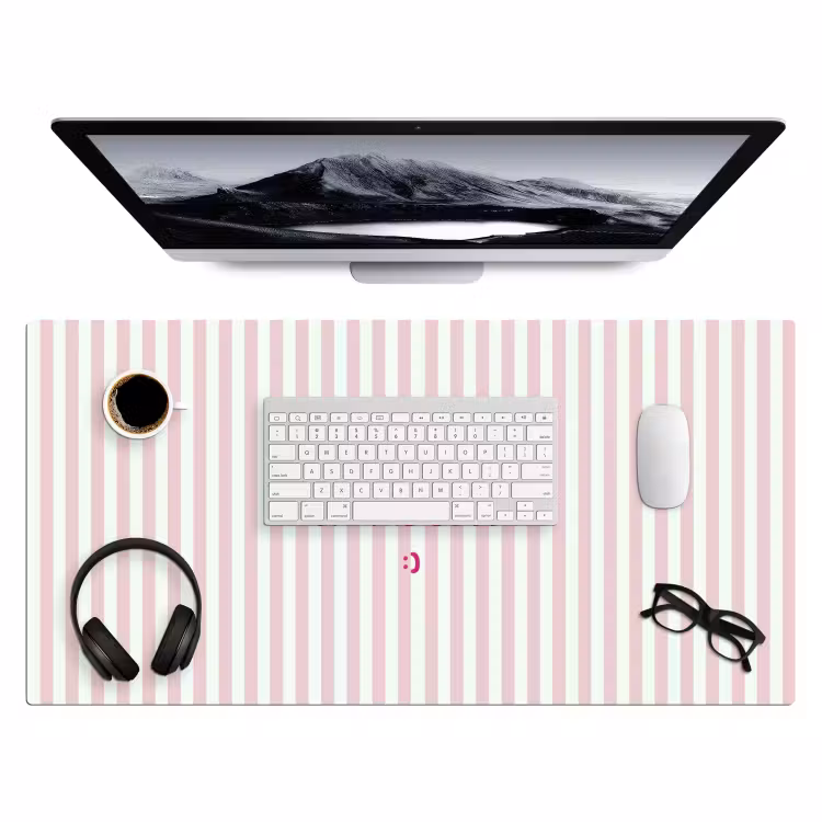 Bureau onderlegger - Focus on the good - Strepen - Roze - Smiley — 4