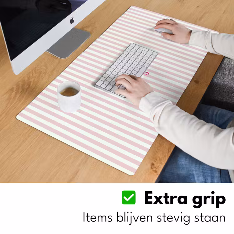 Bureau onderlegger - Focus on the good - Strepen - Roze - Smiley — 6