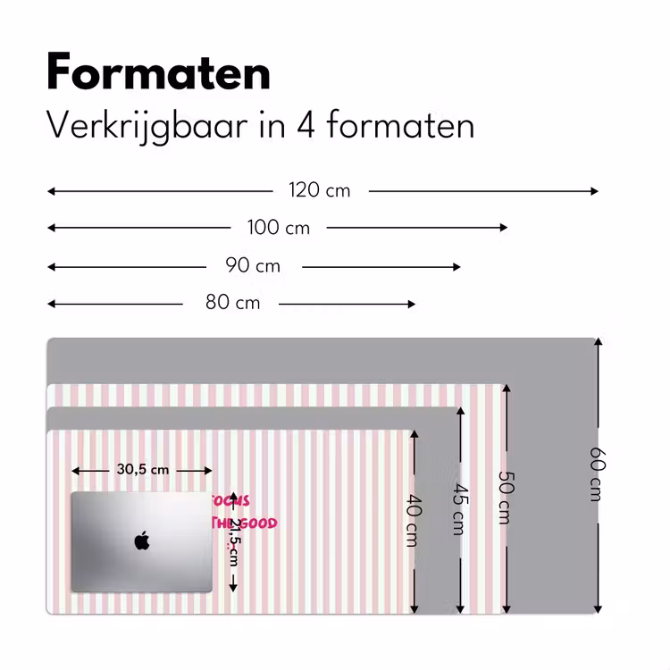Bureau onderlegger - Focus on the good - Strepen - Roze - Smiley — 8
