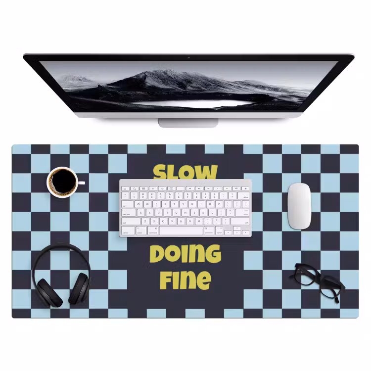 Bureau onderlegger - Patroon - Geblok - Blauw - Slow down you're doing fine — 4