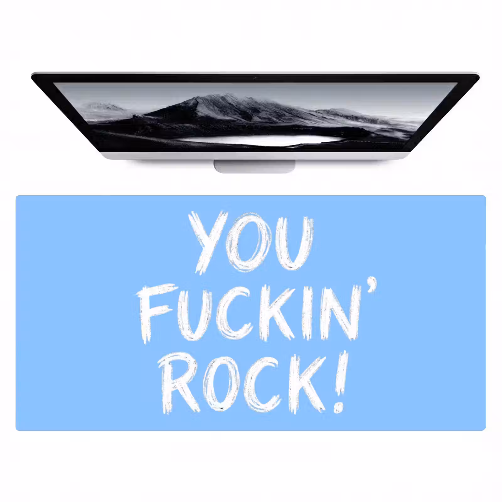 Bureau onderlegger - Blauw - Wit - You fuckin rock — 1
