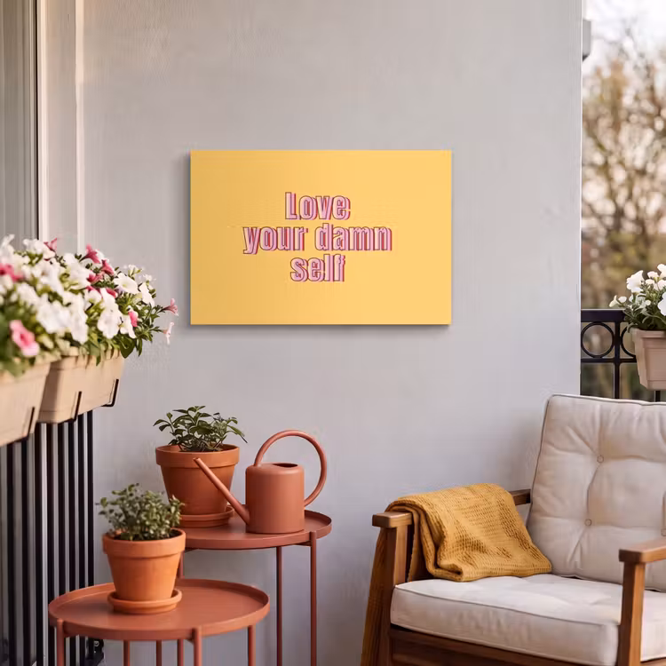 Buiten canvas - Love yourself - Roze - Geel — 3
