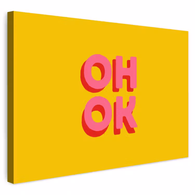 Buiten canvas - Oh ok - 3D - Geel - Roze — 1