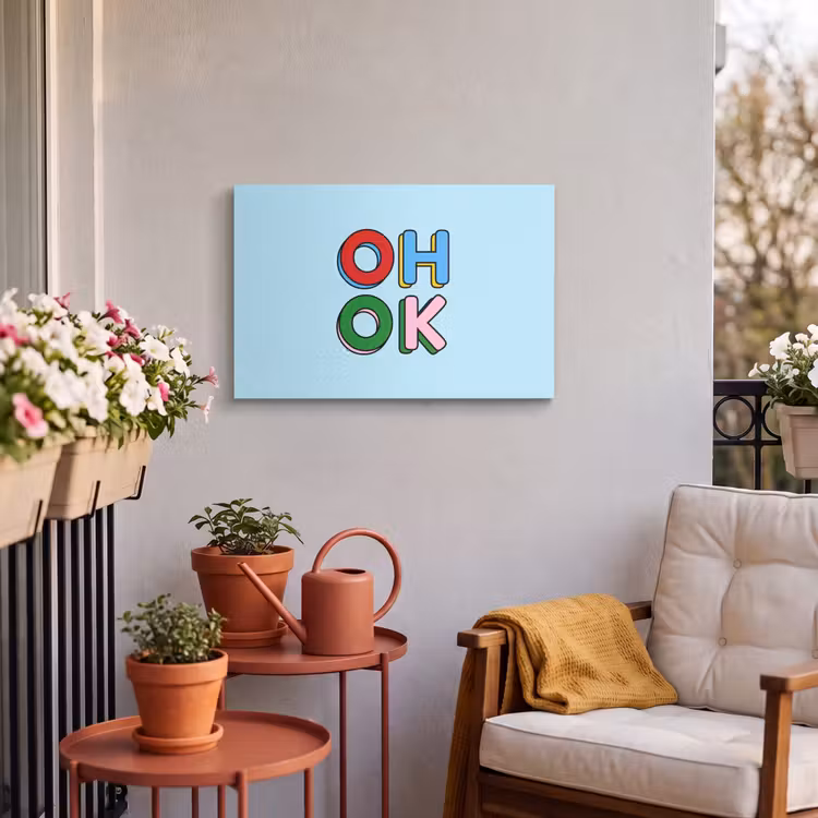 Buiten canvas - Oh ok - Blauw - Kleurrijk — 3