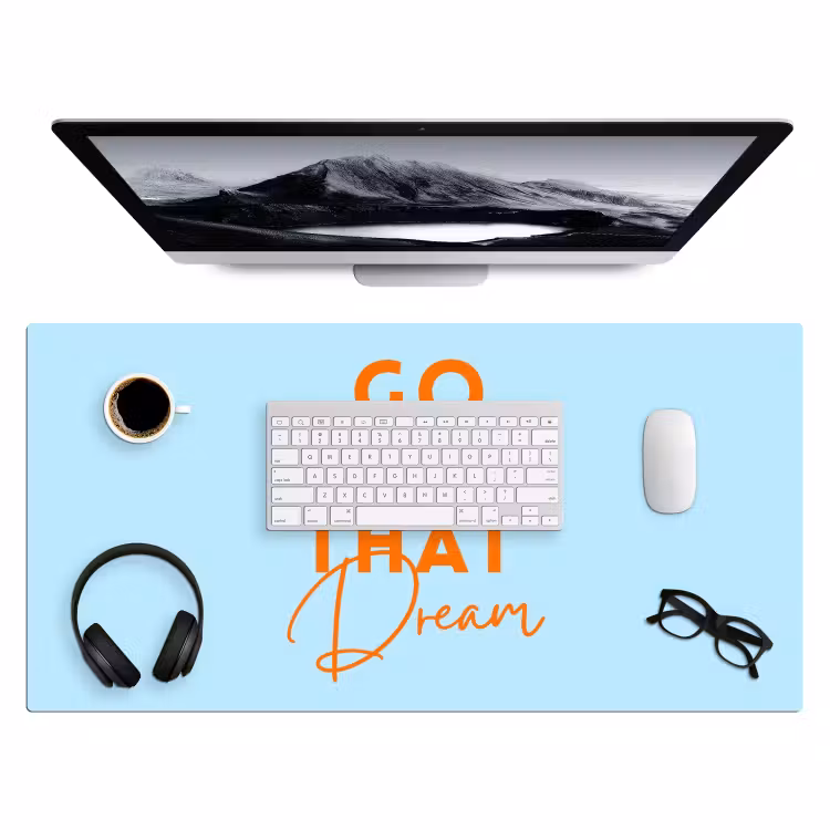 Bureau onderlegger - Blauw - Oranje - Tekst — 4