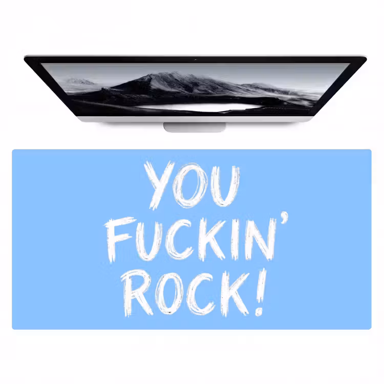 Bureau onderlegger - Blauw - Wit - You fuckin rock — 1
