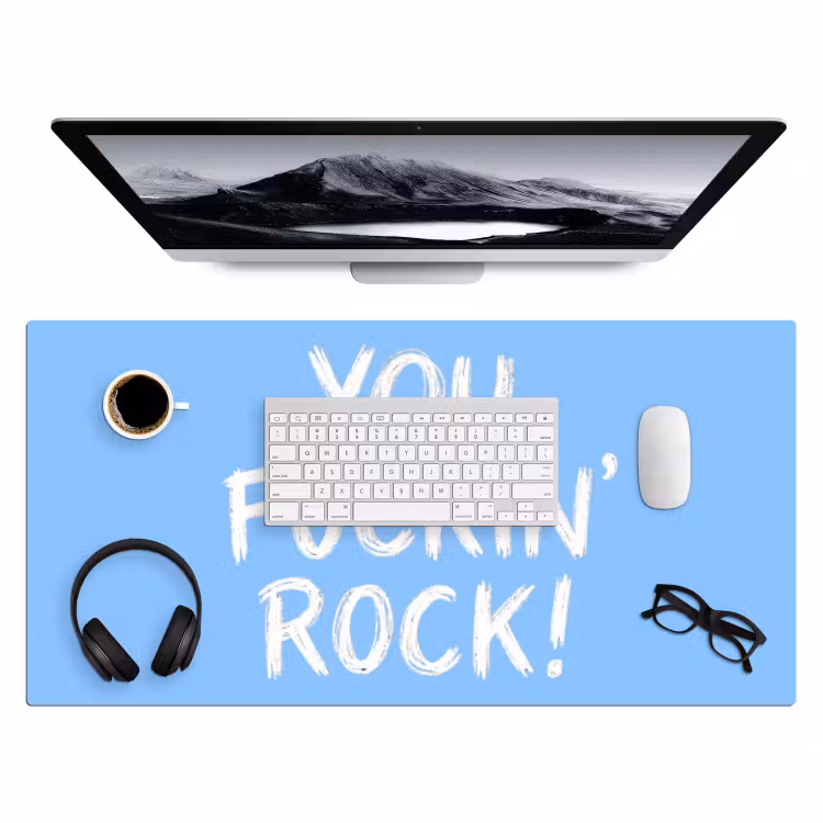 Bureau onderlegger - Blauw - Wit - You fuckin rock — 4