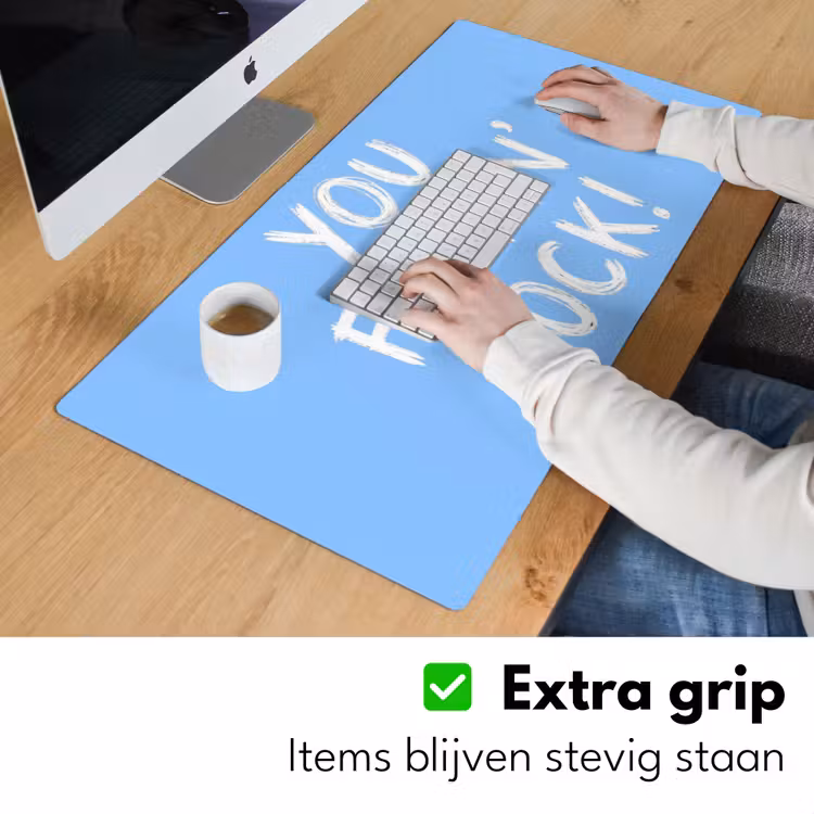 Bureau onderlegger - Blauw - Wit - You fuckin rock — 6