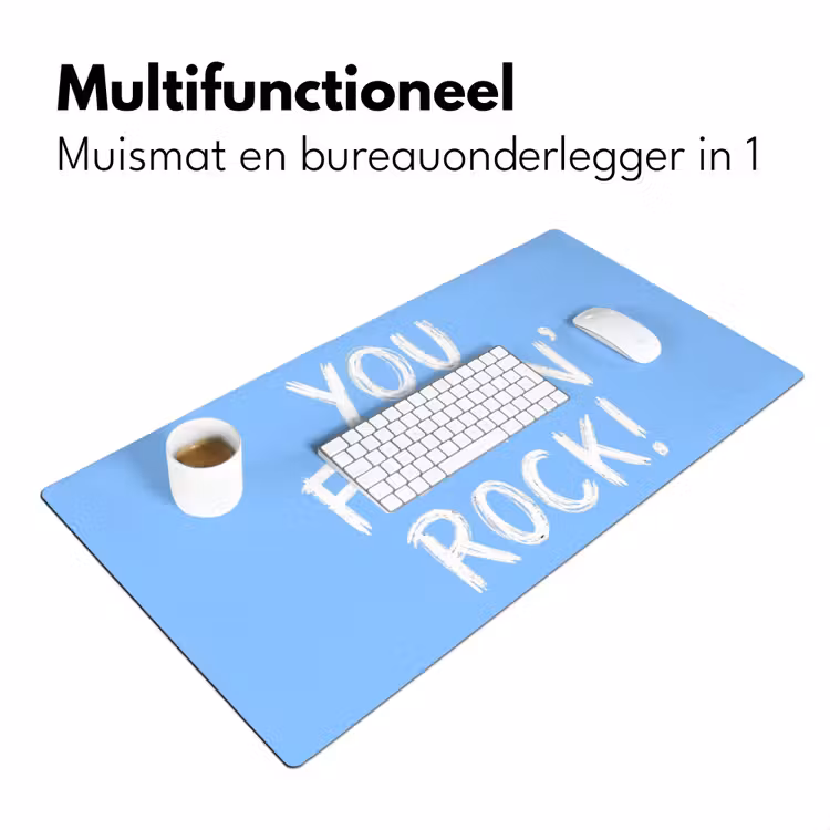 Bureau onderlegger - Blauw - Wit - You fuckin rock — 7