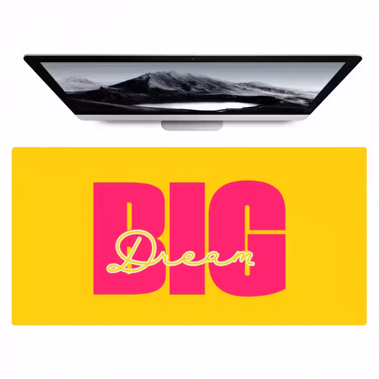 Bureau onderlegger - Dream big - Geel - Roze — 1