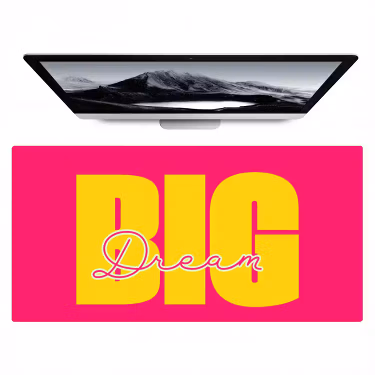Bureau onderlegger - Dream big - Roze - Geel - Minimalistisch — 1