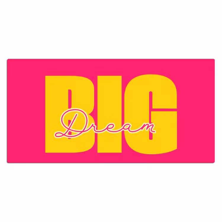 Bureau onderlegger - Dream big - Roze - Geel - Minimalistisch — 2