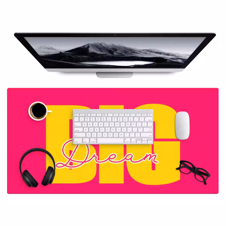 Bureau onderlegger - Dream big - Roze - Geel - Minimalistisch — 4
