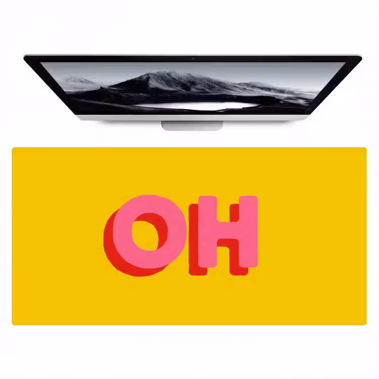 Bureau onderlegger - Geel - Roze - Oh - 3D — 1