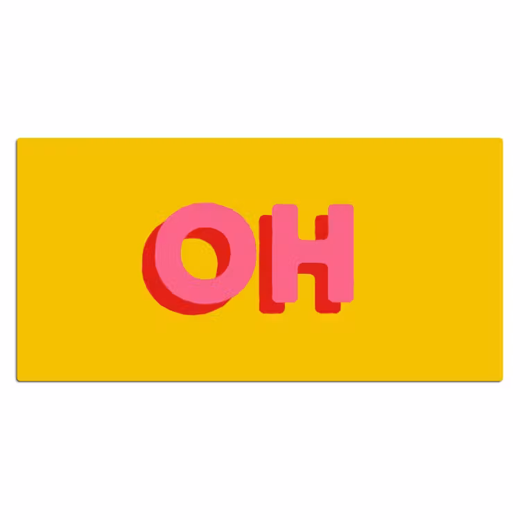 Bureau onderlegger - Geel - Roze - Oh - 3D — 2