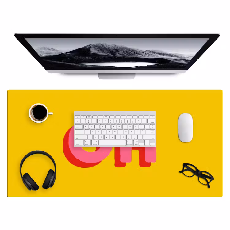 Bureau onderlegger - Geel - Roze - Oh - 3D — 4