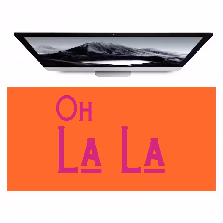Bureau onderlegger - Oh la la - Oranje - Roze - Scheeflettertype — 1