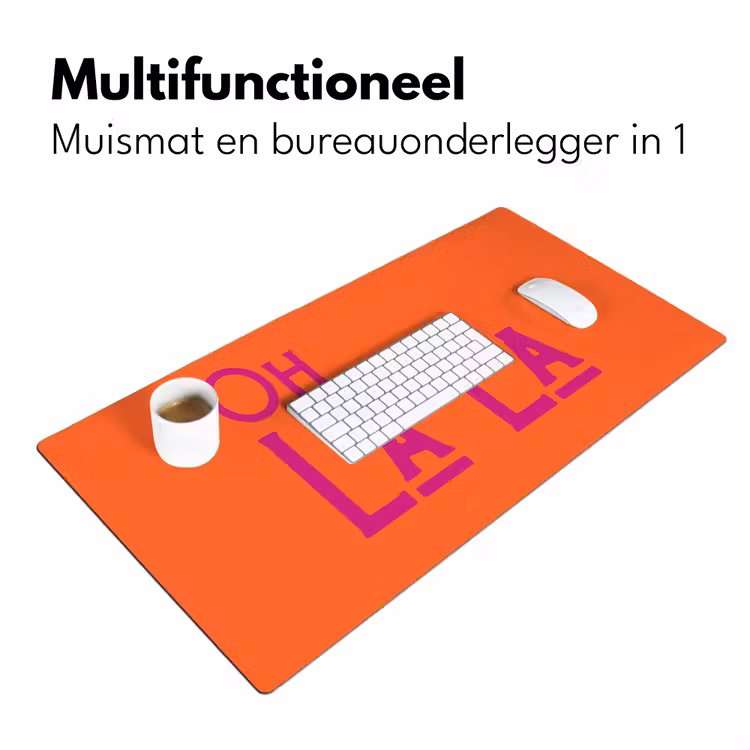 Bureau onderlegger - Oh la la - Oranje - Roze - Scheeflettertype — 7