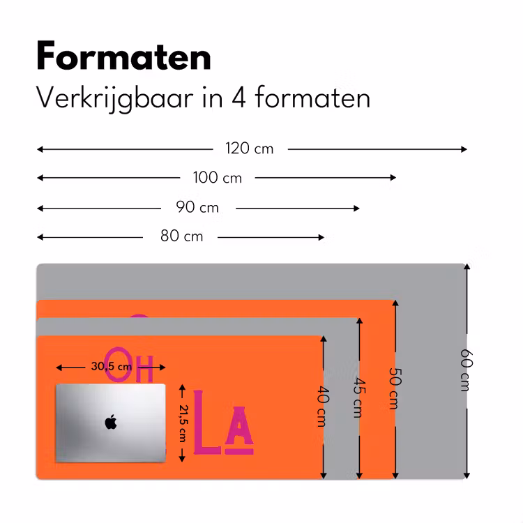 Bureau onderlegger - Oh la la - Oranje - Roze - Scheeflettertype — 8
