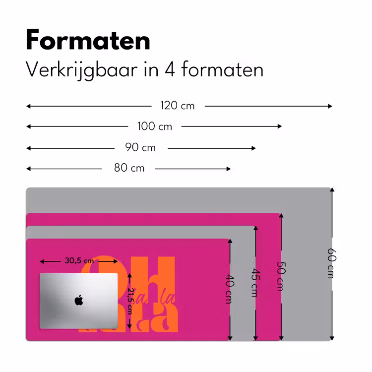 Bureau onderlegger - Oh la la - Roze - Oranje - Gestapelde letters — 8