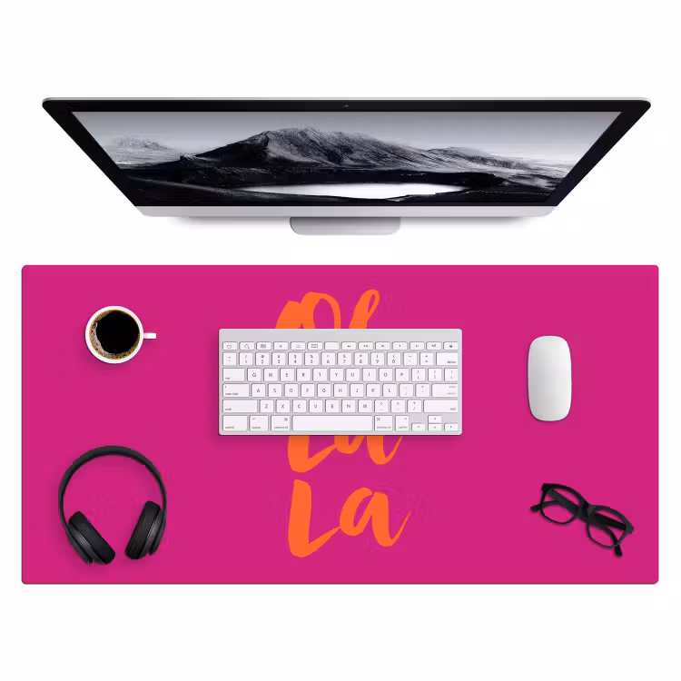 Bureau onderlegger - Oh la la - Roze - Oranje - Minimalistisch — 4