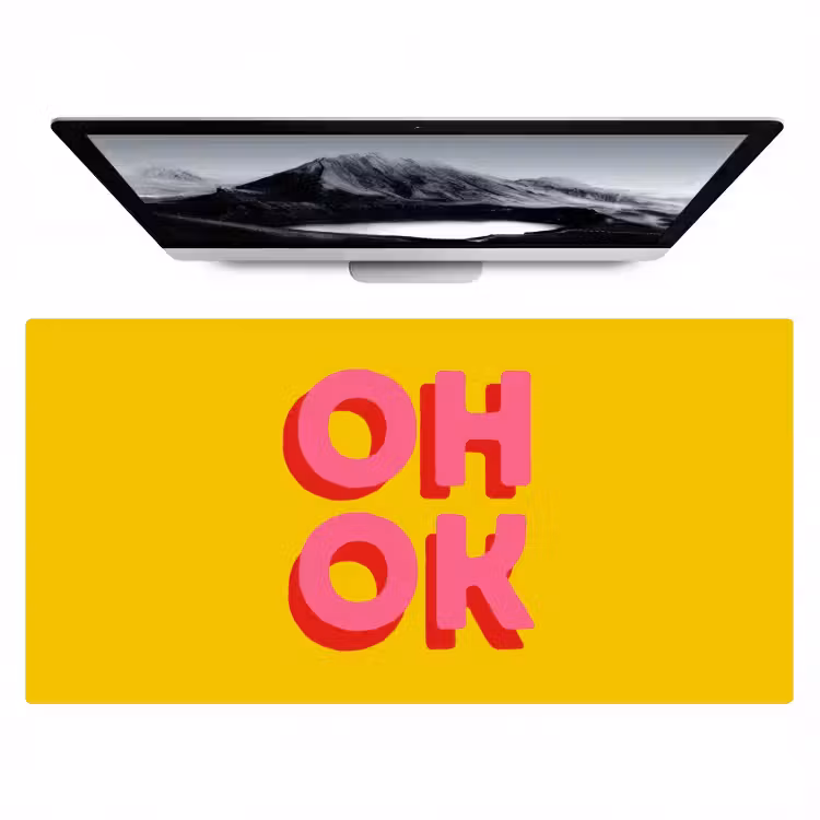 Bureau onderlegger - Oh ok - 3D - Geel - Roze — 1