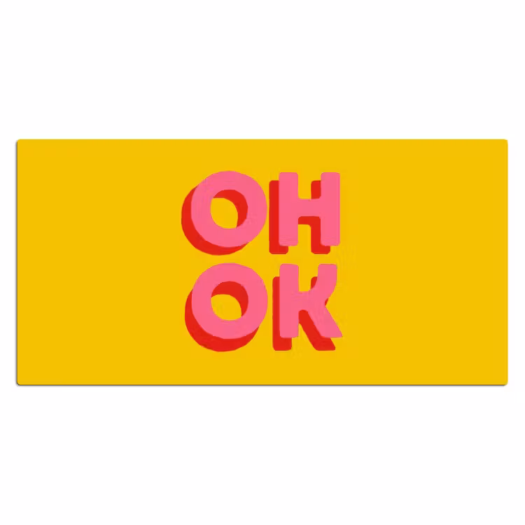 Bureau onderlegger - Oh ok - 3D - Geel - Roze — 2
