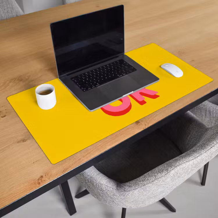 Bureau onderlegger - Oh ok - 3D - Geel - Roze — 3