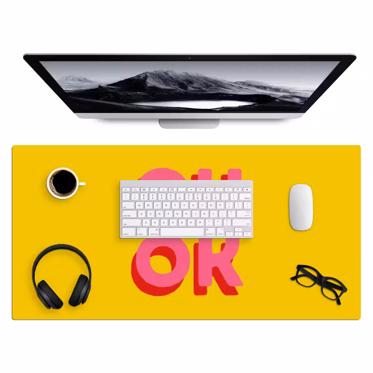 Bureau onderlegger - Oh ok - 3D - Geel - Roze — 4