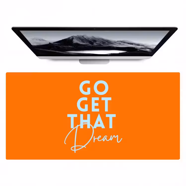 Bureau onderlegger - Oranje - Blauw - Go get that dream — 1