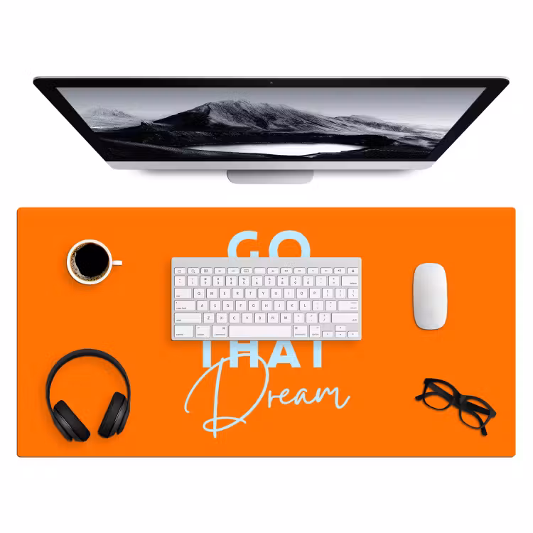 Bureau onderlegger - Oranje - Blauw - Go get that dream — 4
