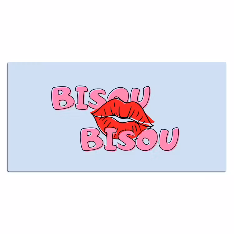 Bureau onderlegger - Bisou - Blauw - Roze - Lippen — 2