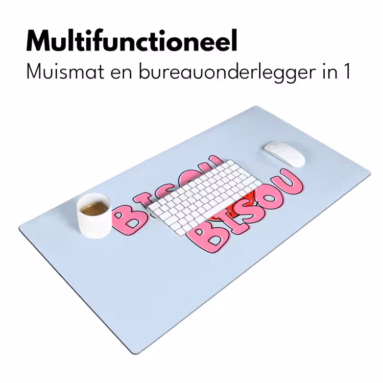 Bureau onderlegger - Bisou - Blauw - Roze - Lippen — 7