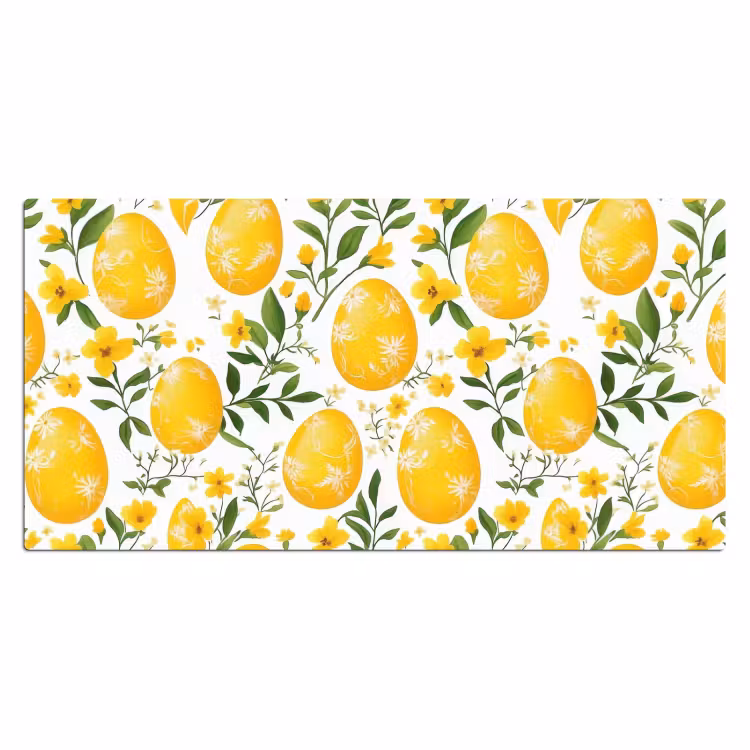 Bureau onderlegger - Bloemen - Paaseieren - Geel — 1