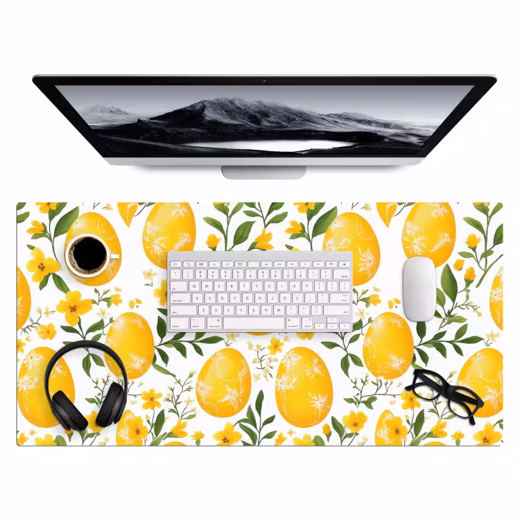 Bureau onderlegger - Bloemen - Paaseieren - Geel — 3