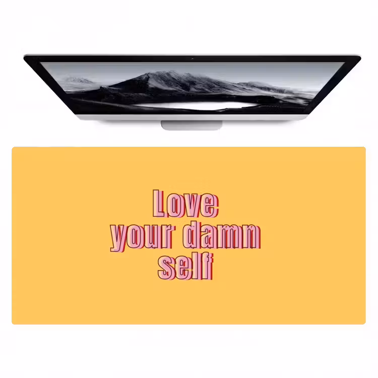 Bureau onderlegger - Love yourself - Roze - Geel — 1