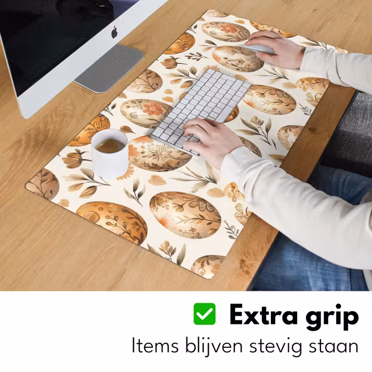 Bureau onderlegger - Paaseieren - Bruin - Bloemen — 5