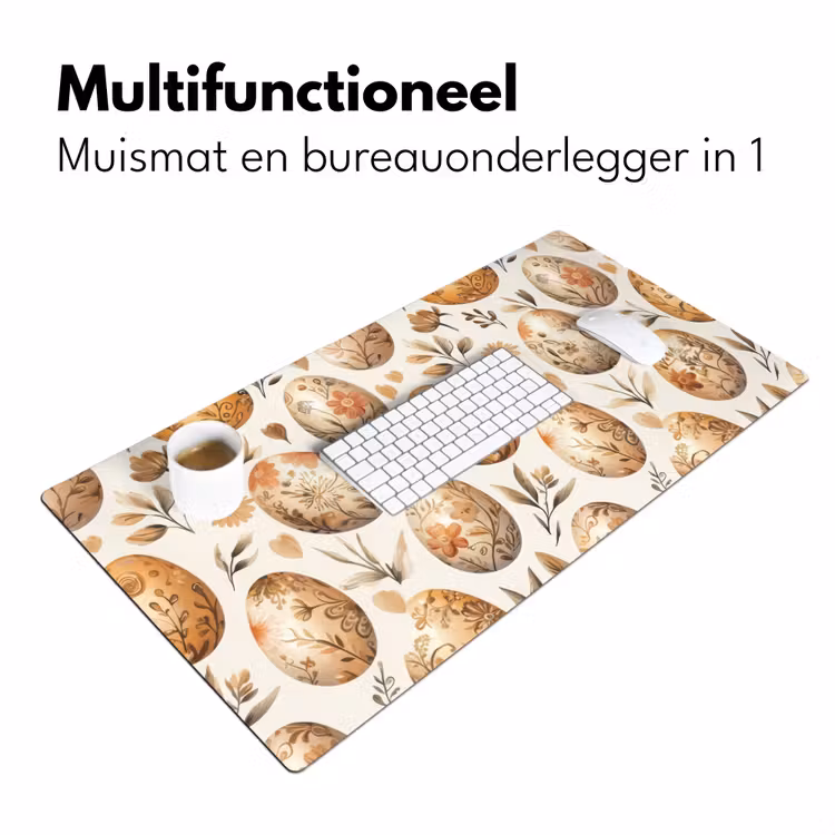 Bureau onderlegger - Paaseieren - Bruin - Bloemen — 6
