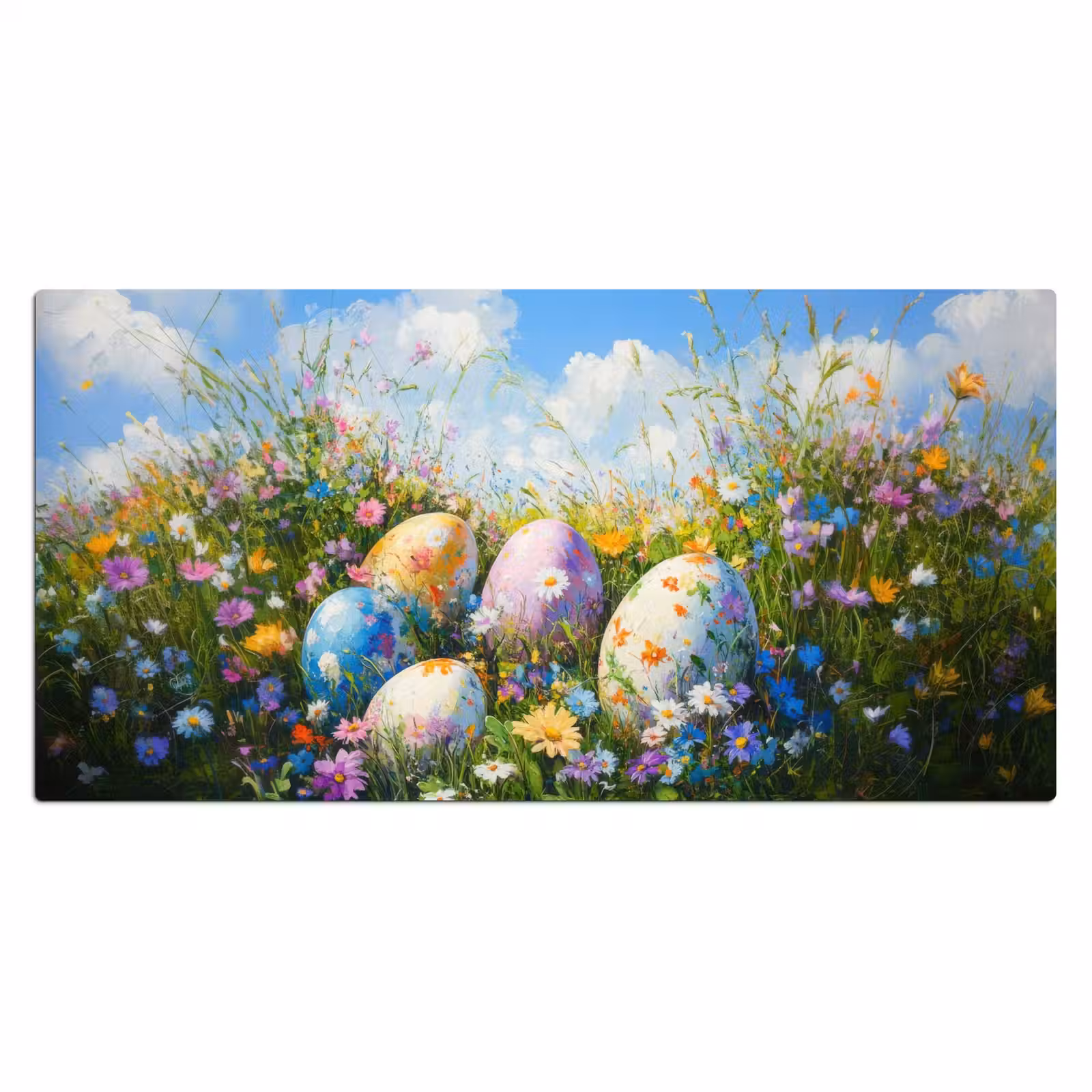 Bureau onderlegger - Grasveld - Eieren - Bloemen — 1