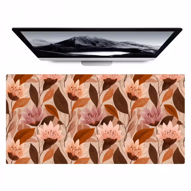 Bureau onderlegger - Bloemen - Bladeren - Bruin — 1