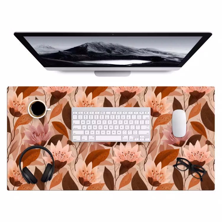 Bureau onderlegger - Bloemen - Bladeren - Bruin — 4