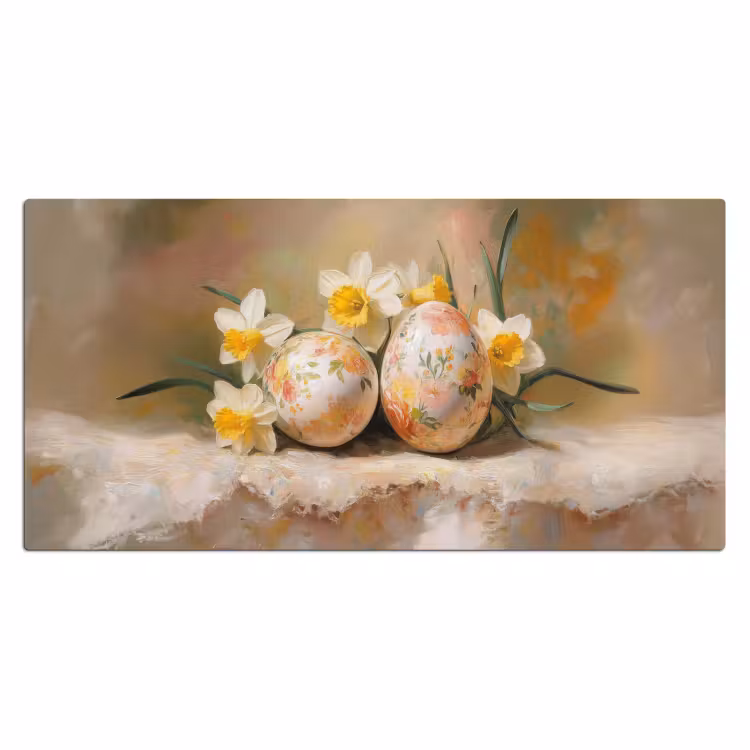 Bureau onderlegger - Bloemen - Eieren - Geschilderd — 1
