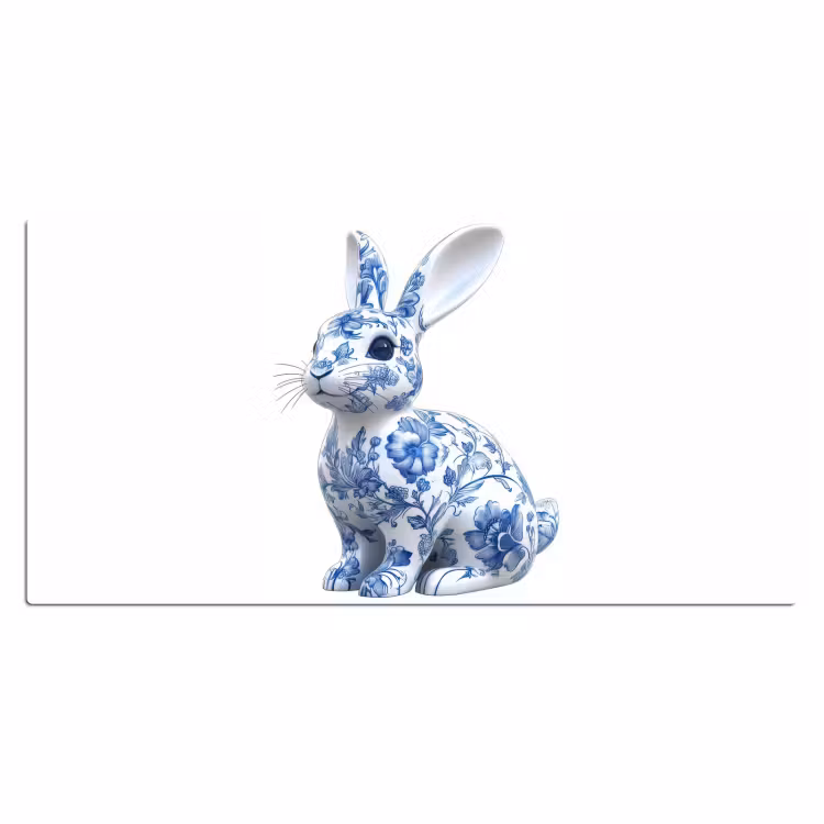 Bureau onderlegger - Delftsblauw - Haasje - Wit — 1