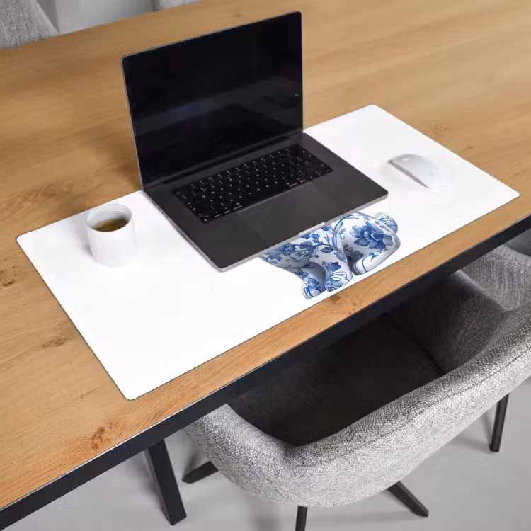 Bureau onderlegger - Delftsblauw - Haasje - Wit — 2