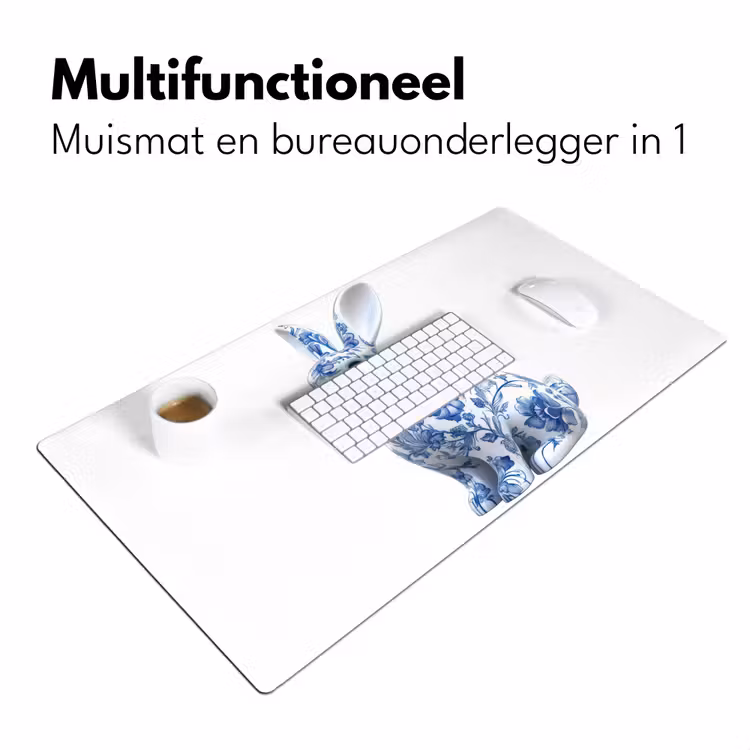 Bureau onderlegger - Delftsblauw - Haasje - Wit — 6