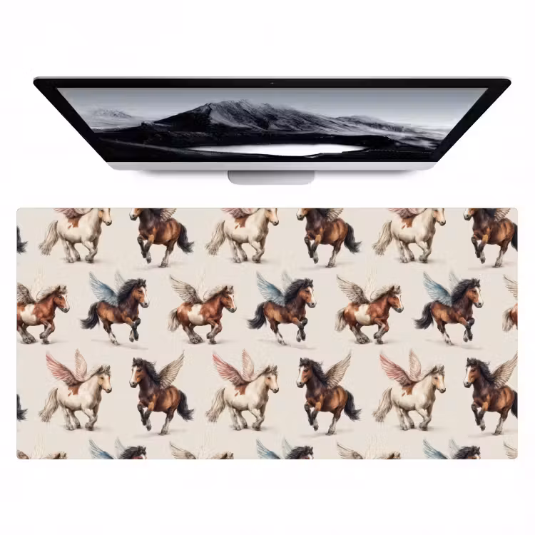 Bureau onderlegger - Paarden - Vleugels - Kleurrijk — 1