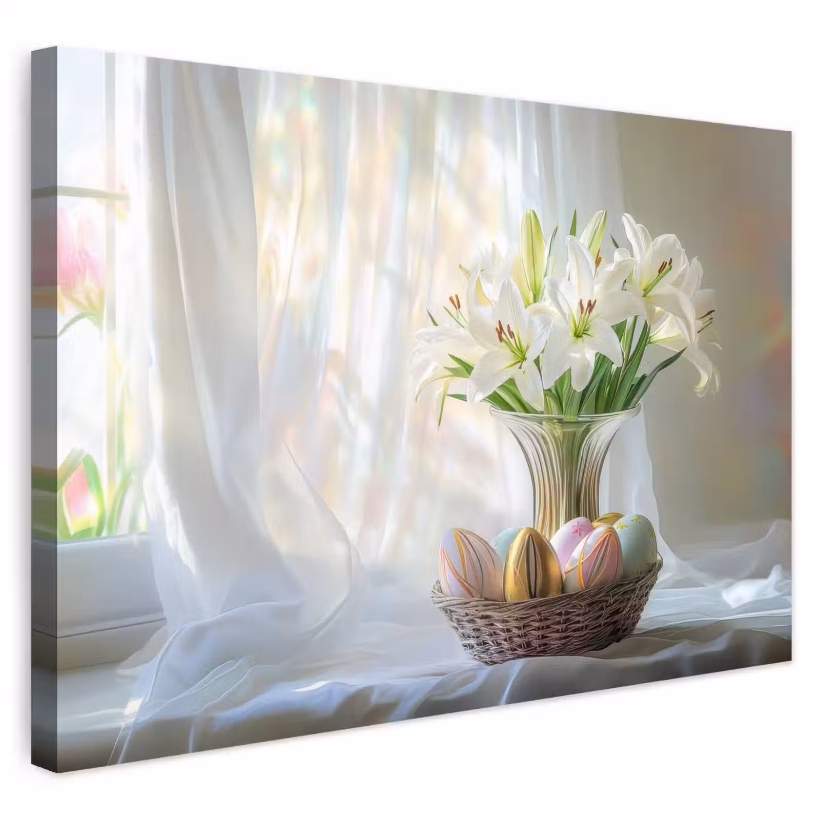 Buiten canvas - Vaas - Eieren - Bloemen — 1