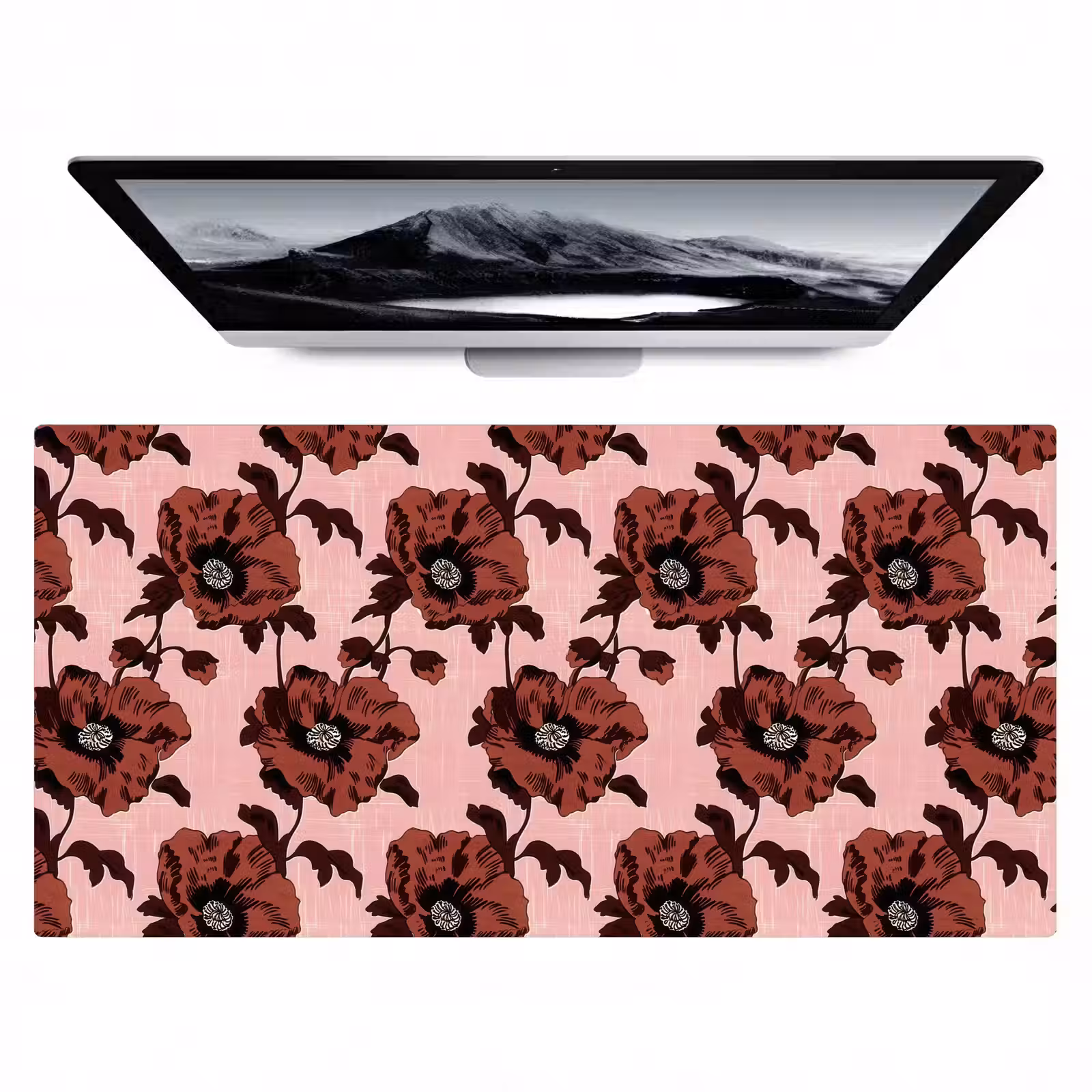 Bureau onderlegger - Bloemen - Retro - Rood — 1