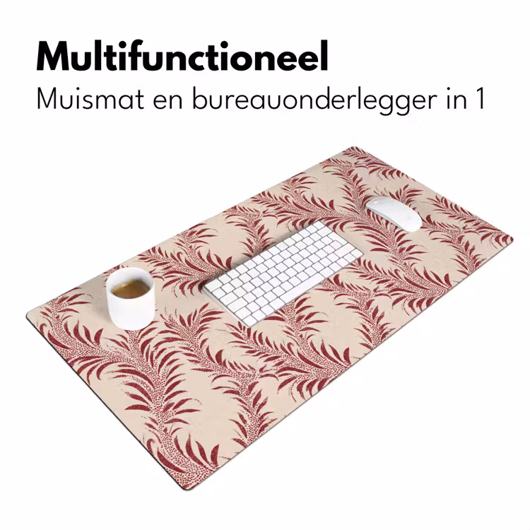 Bureau onderlegger - Bladeren - Linnen - Rood — 7